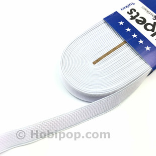 PUPPETS - 1.5 CM Paça ve Bel Lastiği Beyaz 10 Metrelik Top