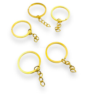 HOBİPOP - 10 Adet Zincirli Yuvarlak Ezme Anahtarlık Halkası Gold HOBİPOP - 10 Adet Zincirli Yuvarlak Ezme Anahtarlık Halkası Gold
