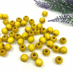 HOBİPOP - 10 mm Tahta Boncuk Vintage Sarı 50-55 Adet