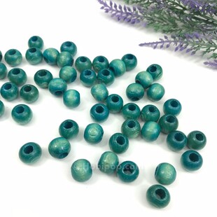 HOBİPOP - 10 mm Tahta Boncuk Vintage Zümrüt 50-55 Adet