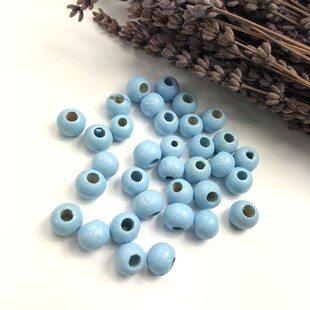 HOBİPOP - 10 mm Tahta Boncuk Vintage Mavi 50-55 Adet