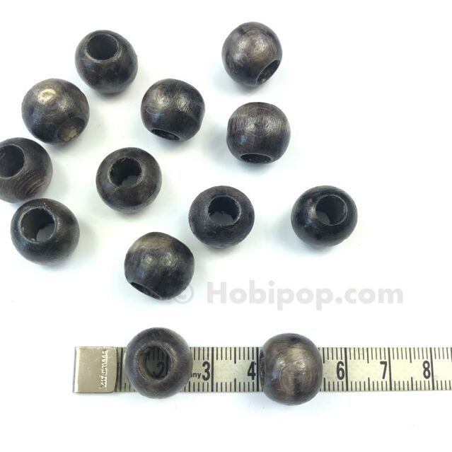 12 mm Koyu Renk Tahta Boncuk 20 Adet