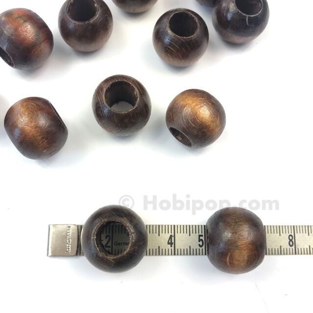 16 mm Koyu Renk Tahta Boncuk 10 Adet