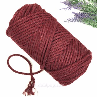 PUPPETS - 3 mm 3 Bükümlü Makrome İpi Bordo PUPPETS - 3 mm 3 Bükümlü Makrome İpi Bordo