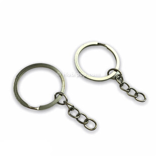 HOBİPOP - 50 Adet Zincirli Yuvarlak Anahtarlık Kancası Gümüş