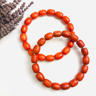 HOBİPOP - Ahşap Boncuklu Halka Çanta Sapı Turuncu