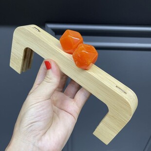 HOBİPOP - Ahşap Burs Çanta Klipsi Dörtgen Oranj Geometrik Topuzlu HOBİPOP - Ahşap Burs Çanta Klipsi Dörtgen Oranj Geometrik Topuzlu