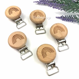 HOBİPOP - Ahşap Emzik Askısı Klipsi Ham Yuvarlak Gökkuşağı HOBİPOP - Ahşap Emzik Askısı Klipsi Ham Yuvarlak Gökkuşağı