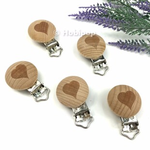 HOBİPOP - Ahşap Emzik Askısı Klipsi Ham Yuvarlak Kalp HOBİPOP - Ahşap Emzik Askısı Klipsi Ham Yuvarlak Kalp