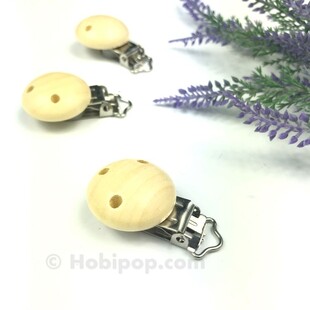 HOBİPOP - Ahşap Emzik Askısı Klipsi Yuvarlak HOBİPOP - Ahşap Emzik Askısı Klipsi Yuvarlak