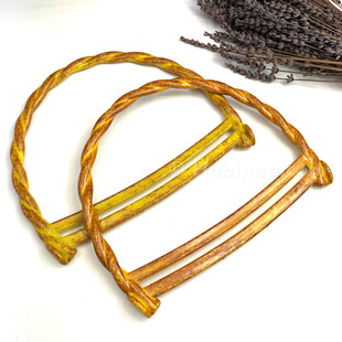 HOBİPOP - Ahşap Görünümlü Plastik Çanta Sapı Oval Hardal HOBİPOP - Ahşap Görünümlü Plastik Çanta Sapı Oval Hardal