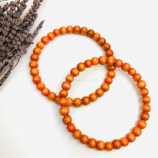 HOBİPOP - Ahşap Yuvarlak Boncuklu Halka Çanta Sapı Turuncu