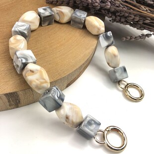 HOBİPOP - Akrilik Boncuklu Çanta Sapı Küp Grili Bejli HOBİPOP - Akrilik Boncuklu Çanta Sapı Küp Grili Bejli