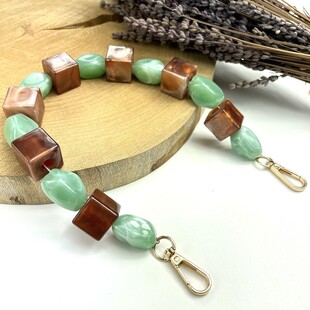 HOBİPOP - Akrilik Boncuklu Çanta Sapı Küp Kahveli Su Yeşili HOBİPOP - Akrilik Boncuklu Çanta Sapı Küp Kahveli Su Yeşili