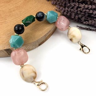 HOBİPOP - Akrilik Boncuklu Çanta Sapı Pembeli Taşlı HOBİPOP - Akrilik Boncuklu Çanta Sapı Pembeli Taşlı