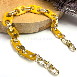 HOBİPOP - Akrilik Çanta Zinciri Hardal Gold Zincirli HOBİPOP - Akrilik Çanta Zinciri Hardal Gold Zincirli