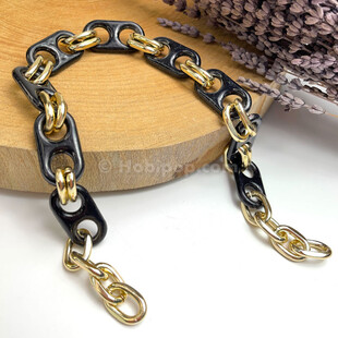 HOBİPOP - Akrilik Çanta Zinciri Siyah Gold Zincirli HOBİPOP - Akrilik Çanta Zinciri Siyah Gold Zincirli