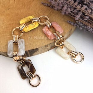 HOBİPOP - Akrilik Zincirli Çanta Sapı Kare Pudralı