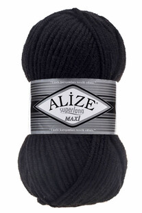 ALİZE - Alize Süperlana Maxi Yün Örgü İpi 60 Siyah ALİZE - Alize Süperlana Maxi Yün Örgü İpi 60 Siyah