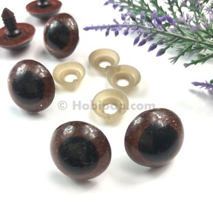 HOBİPOP - Amigurumi Vidalı Göz 1 Çift Büyük 20 mm Kahverengi