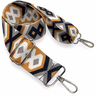 HOBİPOP - Ayarlanabilir Kolon Desenli Çanta Sapı Etnik Baklava Desen Hardallı Grili HOBİPOP - Ayarlanabilir Kolon Desenli Çanta Sapı Etnik Baklava Desen Hardallı Grili