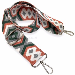 HOBİPOP - Ayarlanabilir Kolon Desenli Çanta Sapı Etnik Baklava Desen Somonlu Grili HOBİPOP - Ayarlanabilir Kolon Desenli Çanta Sapı Etnik Baklava Desen Somonlu Grili