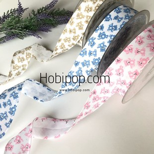 HOBİPOP - Ayıcık Desenli Biye 30 mm