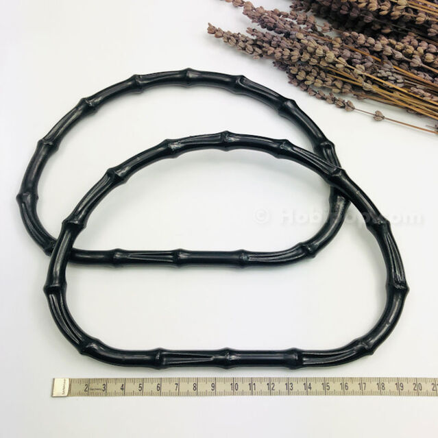 Bambu Görünümlü Plastik Çanta Sapı Oval Siyah