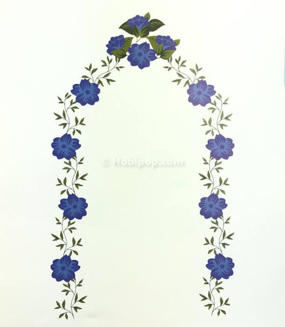 Baskılı Etamin Seccade Kiti Mavi Çiçek