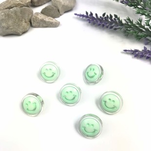Bebe Düğme 6 lı Paket Gülen Yüz Mint Yeşil - Thumbnail