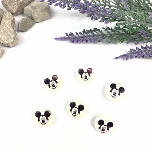 HOBİPOP - Bebe Düğme 1 Adet Mickey Mause Beyaz