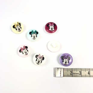 Bebe Düğme 6 lı Paket Mini Mause Lila - Thumbnail