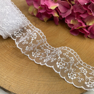 HOBİPOP - Beyaz Organze Güpür Dantel Mine Çiçekli HOBİPOP - Beyaz Organze Güpür Dantel Mine Çiçekli