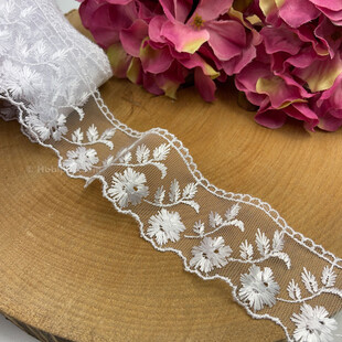 HOBİPOP - Beyaz Organze Güpür Dantel Yaprak