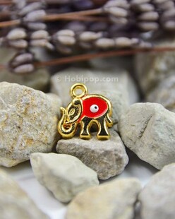 HOBİPOP - Bileklik ve Kolye Ucu Fil Kırmızı