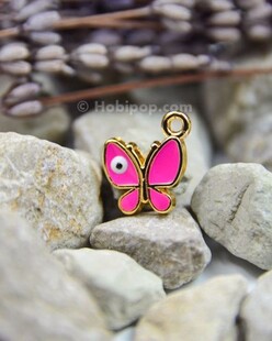 HOBİPOP - Bileklik ve Kolye Ucu Kelebek Fuşya