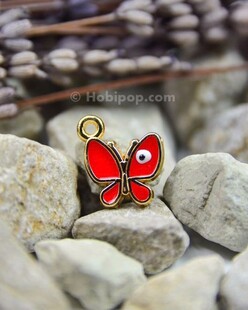 HOBİPOP - Bileklik ve Kolye Ucu Kelebek Kırmızı