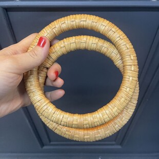 HOBİPOP - Bir Çift Gerçek Bambu Çanta Sapı Halka Karamel