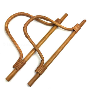 HOBİPOP - Bir Çift Gerçek Bambu Çanta Sapı Uzun Koyu Karamel
