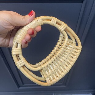 HOBİPOP - Bir Çift Gerçek Bambu Çanta Sapı Yarım Daire Krem