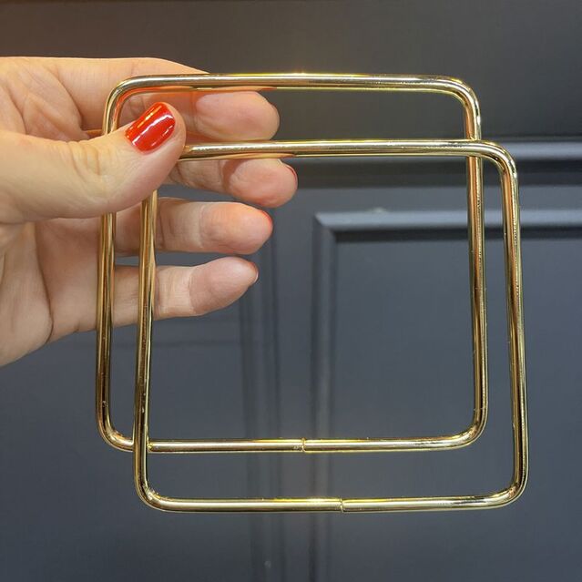 Bir Çift Metal Çanta Sapı Köşegen Altın Renk 13 cm