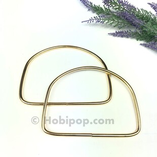 Bir Çift Metal D Çanta Sapı Gold Renk - Thumbnail