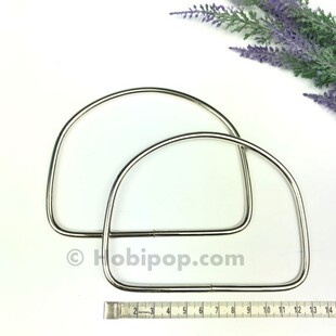 Bir Çift Metal D Çanta Sapı Gümüş Renk - Thumbnail