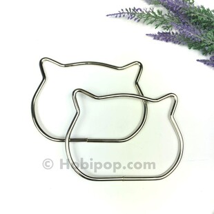 Bir Çift Metal Kedi Çanta Sapı Gümüş Renk - Thumbnail