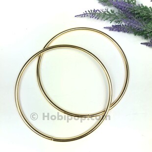 Bir Çift Metal Yuvarlak Çanta Sapı Gold Renk 12 cm - Thumbnail