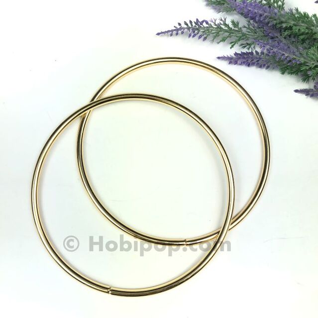 Bir Çift Metal Yuvarlak Çanta Sapı Gold Renk 12 cm