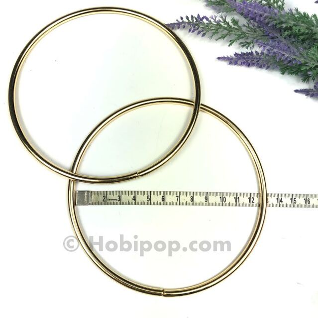 Bir Çift Metal Yuvarlak Çanta Sapı Gold Renk 12 cm