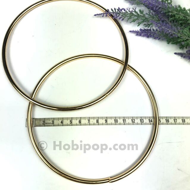Bir Çift Metal Yuvarlak Çanta Sapı Gold Renk 14 cm