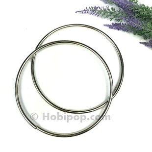 Bir Çift Metal Yuvarlak Çanta Sapı Gümüş Renk 12 cm - Thumbnail