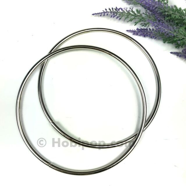 Bir Çift Metal Yuvarlak Çanta Sapı Gümüş Renk 14 cm
